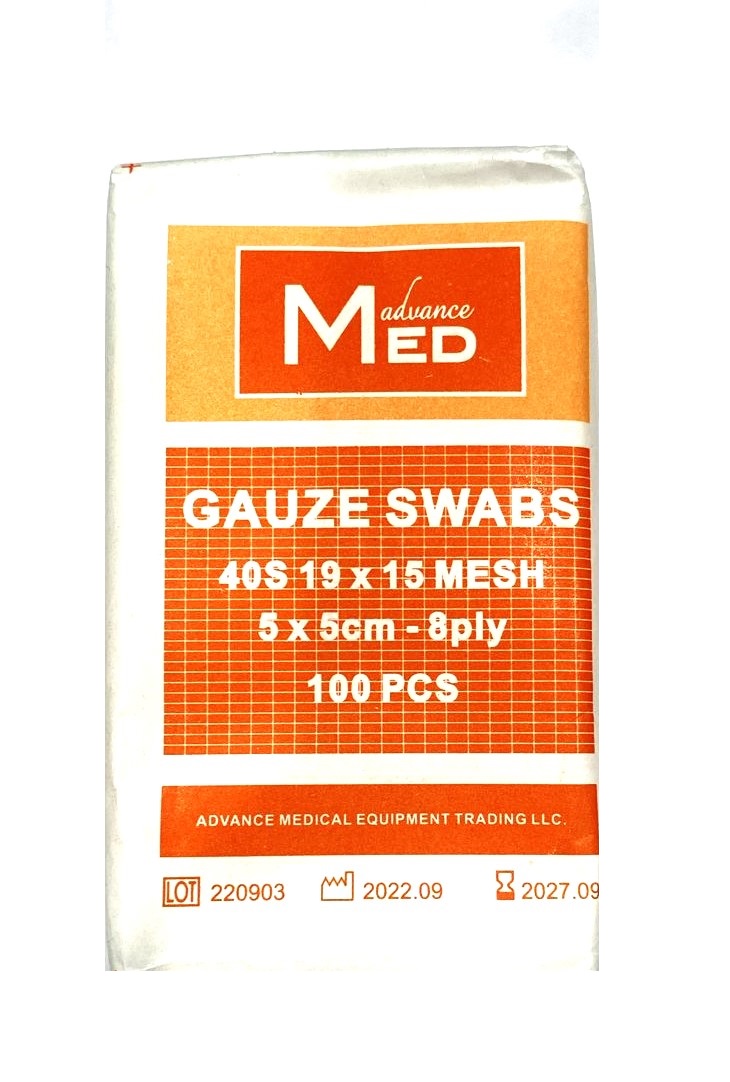 med advance cauze swabs 100 pcs 5 x 5 CM AED 6